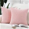 Madizz 2 Pezzi Fodere in Velluto a Coste a Righe Boho Fodere per Cuscino Decorativa Morbida per Divano Camera da Letto Guscio del Cuscino Rosa chiaro Quadrata 60 x 60 cm
