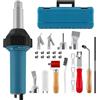 KayEsampra Torcia elettrica ad aria calda 1600 W 220 V in plastica, pistola per saldatura, saldatrice a gas caldo con ugelli e aste in PE/PVC, con custodia in plastica e 6 accessori
