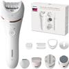 Philips Beauty Set Series 9000, All-In-One epilatore per corpo, viso e piedi, dispositivo Wet & Dry cordless per l'epilazione e la cura della pelle con 12 accessori, modello BRE740/90