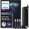 Philips Sonicare 7100 spazzolino elettrico sonico con app, 4 modalità di spazzolamento e 3 livelli di intensità, avviso di pressione, EasyStart, SmarTimer, Nero, modello HX7421/08 [Nuova tecnologia]