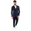 Giosal Outfit Uomo Giacca Pantalone Lino Tinta Unita Doppiopetto Elegante (Blu-48)