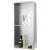 VEVOR Nicchia per Doccia, 33,0 x 63,5 x 10,2 cm, Nicchia Durevole in Acciaio Inossidabile da Incasso a Parete, Robusto Porta Sapone e Shampoo, Sigillato Impermeabile, Doppio Strato, Argento