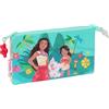 safta VAIANA - Astuccio triplo, astuccio per bambini, ideale per bambini in età scolastica, comodo e versatile, qualità e resistenza, 22 x 3 x 12 cm, colore beige/blu, Beige/blu, Estándar, Casual