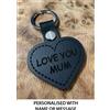 n/a Mamma Love You Personalizzato Cuore Portachiavi IN Pelle Portachiavi Nero Regalo