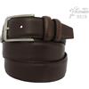 B519 Cintura uomo vera pelle artigianale Made in Italy marrone scuro larga cm.3,5