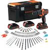 Black & Decker Trapano avvitatore a batteria percussione 18V Ioni di Litio Serraggio 40 Nm Cordless Ricaricabile Kit 3 Batterie - BDCHD181B3A
