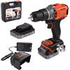 Black & Decker Trapano Avvitatore a Percussione a Batteria 18V 2.0 Ah in Valigetta 2 Batterie in Dotazione - BCD383D2XK-QW