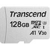 Transcend Scheda di memoria microSDXC 300S Classe 10 da 128 GB con fino a 95/45 MB/s (per smartphone, fotocamere digitali e console Nintendo) senza adattatore SD - TS128GUSD300S
