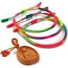 LUCKY BUDDHIST 3 Bracciali Tibetani Buddisti Regolabili - Bracciali in Corda Intrecciata per Uomo e Donna - Include Portachiavi Buddha in Legno