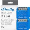 Shelly 1 Mini Gen4 - Interruttore Relè Intelligente Wi-Fi, 1 Canale, 8A, Contatti Puliti, Domotica, Controllo Porta Garage, Nessun Hub Richiesto, Matter, Alexa, Google, HomeKit, Zigbee (2 Pezzi)