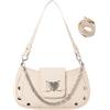 Adigau Borsa da donna in pelle PU con manico superiore borse alla moda borse sotto le ascelle elegante catena piccola borsa da viaggio Hottie Satchel Carino Y2K Style Satchels, Bianco sporco