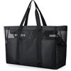 VerLuky Borsa da Spiaggia Nero XXL Famiglia con Cerniera,50 * 34 * 20cm Borsa Mare Donna Grande,Borsa da Spiaggia Impermeabile per Shopping Viaggio Picnic Spiaggia