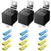 GUUZI 3 Pack 12V 40 Amp Relè Auto DC 4 Pin SPST - Kit Relè per Camion Automobilistico Furgone Moto Barca (12 Pezzi Terminale in Nylon)