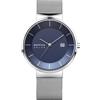 BERING Solar 14639-3091 Orologio da polso da uomo, cassa in acciaio inossidabile color argento da 39 mm e quadrante blu, cinturino in maglia milanese, vetro zaffiro, 5 ATM
