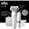 Braun Silk-épil 9 Depilatore Donna, Epilatore Elettrico Donna con Testina Flessibile per una Epilazione Semplice, Wet & Dry, Pelle Liscia a Lungo, con Testina per Rasoio Donna e Cappuccio Rifinitore