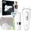 PL previous Braun Silk-expert Pro 3 Epilatore LUCE PULSATA, Alternativa al laser, Ideale per Zone Sensibili, Viso, Bikini e Ascelle, MicroHair Remover, 2 Testine, 1 Rasoio, Idea Regalo, PL3139 Bianco/Argento