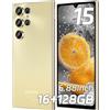 OUKITEL C61 Smartphone Android 15, 16GB+128GB/1TB Smartphone 2025, 6.88" HD+ 90Hz Telefono Cellulare, 5150mAh Cellulari, 13MP+5MP Telefoni Octa Core, Dual SIM/Face ID/Fingerprint/OTG/Tipo-C, Oro