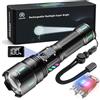 Jayxinli Torcia LED Potente Professionale, 1000000 Lumen Torcia LED Ricaricabile, 5 Modalità di Luce, Zoomabile Con display LCD di potenza, batteria ricaricabile da 5000 mAh