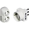 Bticino S3614D Adattatore B4, Con 2 Prese Standard Tedesco + 2 Bipasso (10/16 A), Spina 16A, Bianco & S3611D Adattatore Tris Con Spina, 2P+T, 16A Per 1 Presa Tedesca E 2 Prese Bipasso, 1500 W, 250 V