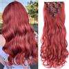 SEGOHAIR Extension con clip in extension, set da 8 pezzi, 18 clip, testa piena come capelli veri, lisci - parrucca sintetica per donna 60 cm, rosso