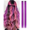 Belle G Extension colorate per capelli lunghi con clip, per evidenziare le striature dei capelli (viola freddo, 2 pezzi)