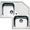 Fhuller Lavello da Cucina ad Angolo, 83x83 cm, 2 Vasche in Acciaio Inox Spazzolato con Gocciolatoio