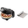 G3 Ferrari G10032 Forno Pizza Pizzeria Snack Napoletana Forno Pizza Plus Evo, Doppia Pietra Refrattaria, con Ricettario e Palette inclusi, Nero+ R10006RS Raschietto Porzionatore INOX