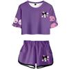 WANHONGYUE Kuromi Completo Maglietta e Pantaloncino per Donna Ragazze Cartoon Completi Sportivi Maniche Corte 2 Pezzi Estivo Tuta da Ginnastica, Colore/1, 3XS