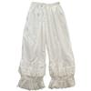 viviweek Bloomers - Pantaloni da donna, 100% cotone, Lolita Bloomer, estivo, capri, pigiama lungo, con mezza scivolata, stile vittoriano, colore: bianco