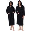 Jenny Sesal Accappatoio UNISEX Spugna Puro Cotone 100%, Ideale per CASA, SPA, SAUNA, PALESTRA. Morbido, confortevole e con alta capacità di asciugatura (XXL, Nero)