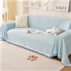 PEIHUODAN Telo Copridivano Grandi Waffle 1 2 3 4 Posti Copriletto Matrimoniale Multiuso Moderna Coperta Copridivano Reversibile Plaid Divano Mobili Protector Coperta Decorativa Divano (Blu chiaro,180x180cm)
