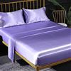 Jemiipee 4 Pezzi Completo Lenzuolo Letto Matrimoniale, 1 x Lenzuola Sotto con Angoli Tinta Unita 180x200 cm con 1 x Lenzuolo Piatto e 2 x Federe, Biancheria da Letto in Raso, Viola Chiaro
