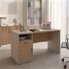 DEGHI Scrivania 140x60 cm in legno rovere road e tortora con cassettiera integrata e soft close - Lenox