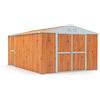 Notek Box in Acciaio Zincato Casetta da Giardino in Lamiera 3.27 x 4.59 m x h2.17 m - 201 KG - 15,01 metri quadri (Finitura Legno)