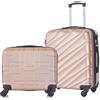 R.Leone Valigia Set 2 Pezzi 56x45x25 cm + 45x36x20 cm EasyJet Trolley Bagaglio a mano in ABS 4 Ruote 2130 (Set 2 Pezzi S+XS, Rose Gold)