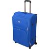 R.Leone Valigia EXTRA LARGE Ultra Grande Espandibile XXL 4 ruote in stoffa 214 (Extra Large 85x52x35 cm, Azzurro)