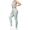 dohomiryo Donna Set di Abbigliamento Yoga Reggiseno Sportivo+Leggings 2 Pezzi Completo Sportivo Palestra Fitness Activewear Verde menta M