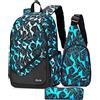 bunie Zaino Ragazzi/e Scuola Media, Elementare Bambino Borsa Impermeabili Casual Da Viaggio Zainetti Stef E Phere 35 Litri Set (Blu)