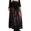 Auriselle Gonna Lunga Semitrasparente Pizzo Donna, Sexy 2 in 1 in Rete Trasparente, Vita Elasticizzata Linea ad A Maxi Sottogonna Tulle Pantaloncini Abbigliamento Festival Discoteca Nera Taglie S