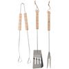 WELL HOME MOBILIARIO & DECORACIÓN Set di attrezzi per barbecue in acciaio cromato con manico in legno