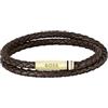 BOSS Jewelry Braccialetto da Uomo Collezione ARES con Pelle Intrecciata Marrone a Doppio Giro - 1580670M, Marrone, medium