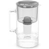 Wessper Caraffa Filtrante di Vetro con 1 Cartuccia Aquaclassic (Compatibile con Brita Classic), Elimina Cloro, Impurità e Metalli Pesanti, 3 Litri, Grigio