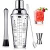 OBALY Coctelera de Vidrio Coctelera Boston Coctelera Martini Kit de Bartender Principiante con Jigger 22oz Coctelera para Bebidas Mixtas con Medidas Coctelera para Hielo Vaso Mezclador Herramientas de Bar…