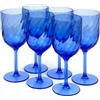 Yalin Set di 6 bicchieri impilabili infrangibili in plastica acrilica da 15 once per vino e acqua. (Blu, 15 once)