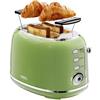 Wiltal Tostapane Retrò 2 Fette in Acciaio Inox - Tosta Pane Compatto con Scalda Pane, 6 Livelli, Funzione Scongelamento e Riscaldamento, Espulsione Automatica, Design Vintage da Cucina