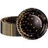 BOKFJBP 50 piatti di carta nero oro, 18 cm, per feste di compleanno, matrimonio, laurea, vacanze, per tutte le occasioni