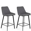 E-STYLO Sgabello da cucina con poggiapiedi Seduta e schienale imbottiti e rivestiti in tessuto Gambe in metallo ,50cm X 44cm H. 94cm,Rivestimento: grigio scuro gambe: nero