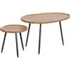 HOMCOM Set 2 Tavolini da Salotto Sovrapponibili in Legno e Metallo, Colore Legno Scuro | Aosom Italy