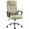 Vinsetto Sedia da Ufficio Ergonomica Inclinabile Girevole in Tessuto Effetto Lino con Poggiatesta, Beige | Aosom Italy