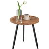 HOMCOM Tavolino da Caffè Rotondo con Bordo Rialzato e 3 Gambe, in Legno e Acciaio, Ø40x39 cm, Nero e color Legno | Aosom Italy